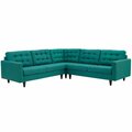 Modway Furniture Empress Upholstered Fabric Sectional Sofa Set, Teal - 3 Piece EEI-1417-TEA